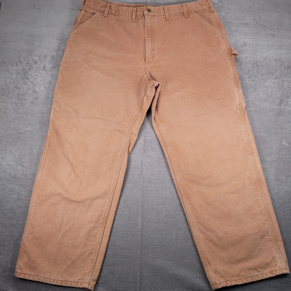 Carhartt B111 BRN Duck Canvas Carpenters Flannel Lined‎ Original Fit Pants 44x30